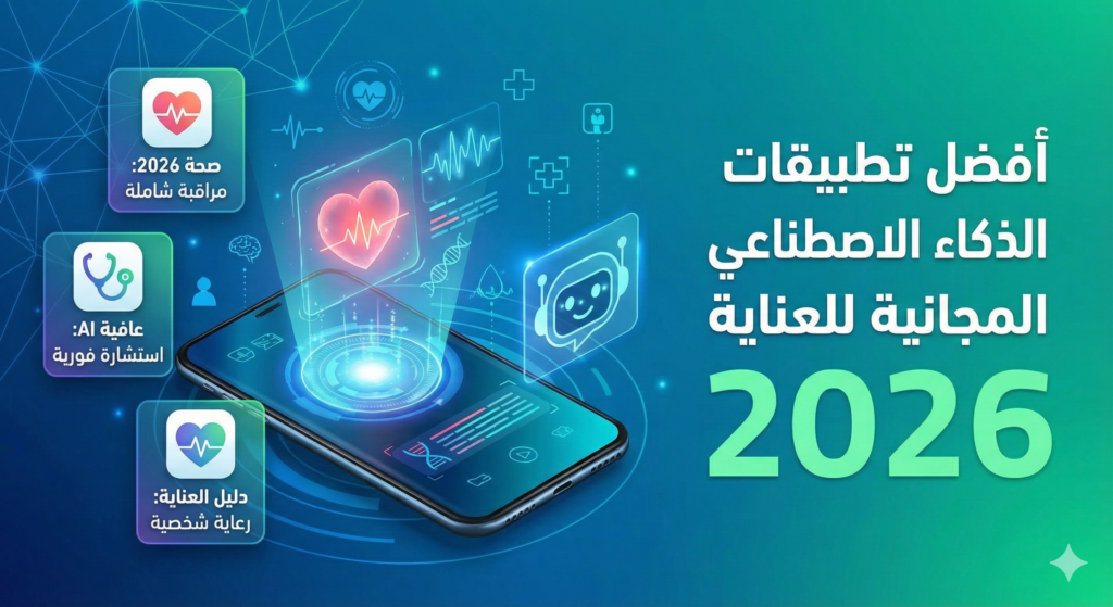 اكتشف أفضل تطبيقات الذكاء الاصطناعي المجانية للعناية بالصحة في 2026. تتبع الأعراض، النوم، والسكري بلغتك وبسهولة. التقنية الذكية بلغتك.