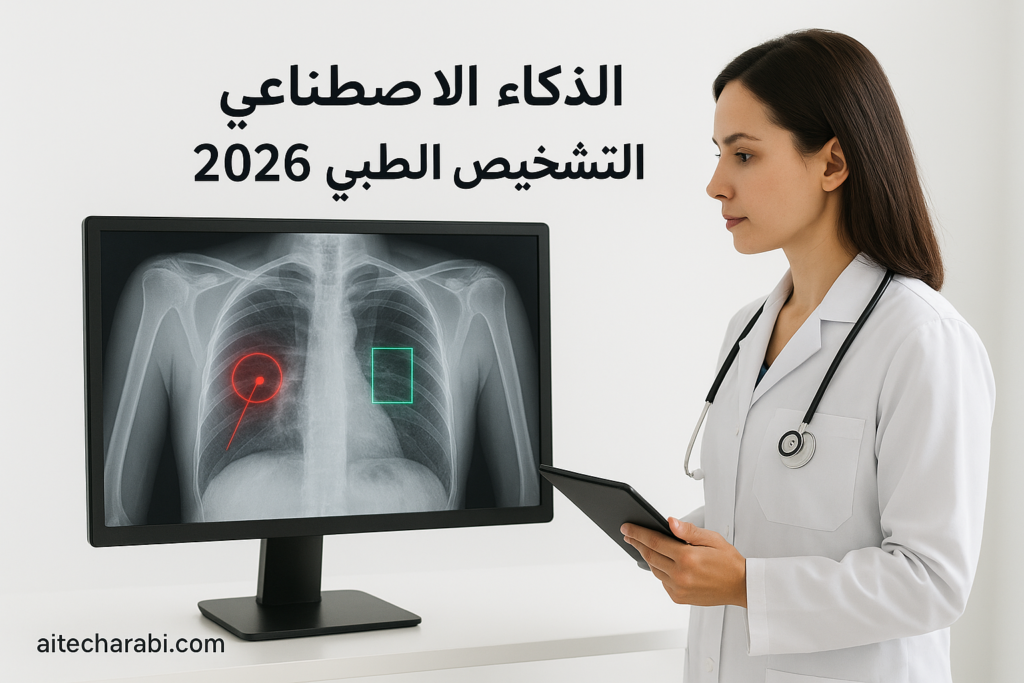 طبيب يستخدم نظام ذكاء اصطناعي لتحليل صورة أشعة طبية