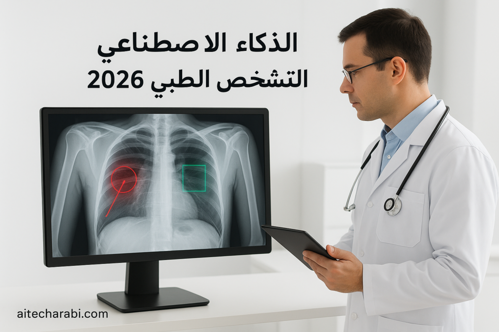 طبيب يستخدم نظام ذكاء اصطناعي لتحليل صورة أشعة طبية