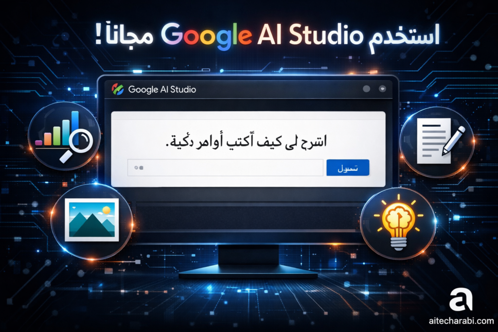 كيفية استخدام Google AI Studio مجانًا: واجهة الأداة مع أمر نصي بالعربية