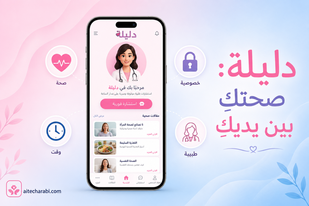 تطبيق دليلة - المساعدة الصحية الذكية للمرأة العربية مع استشارات فورية وخصوصية تام